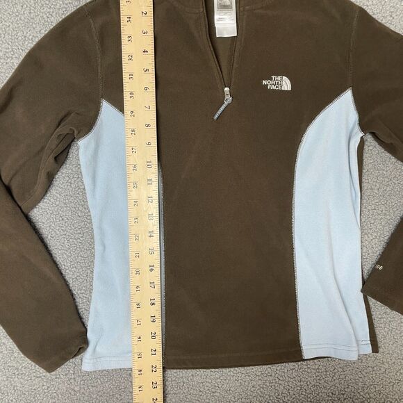The North Face Sweater Womens small 1/4 Zip TKA 100 Fleece brown Blue fleece - Picture 5 of 8